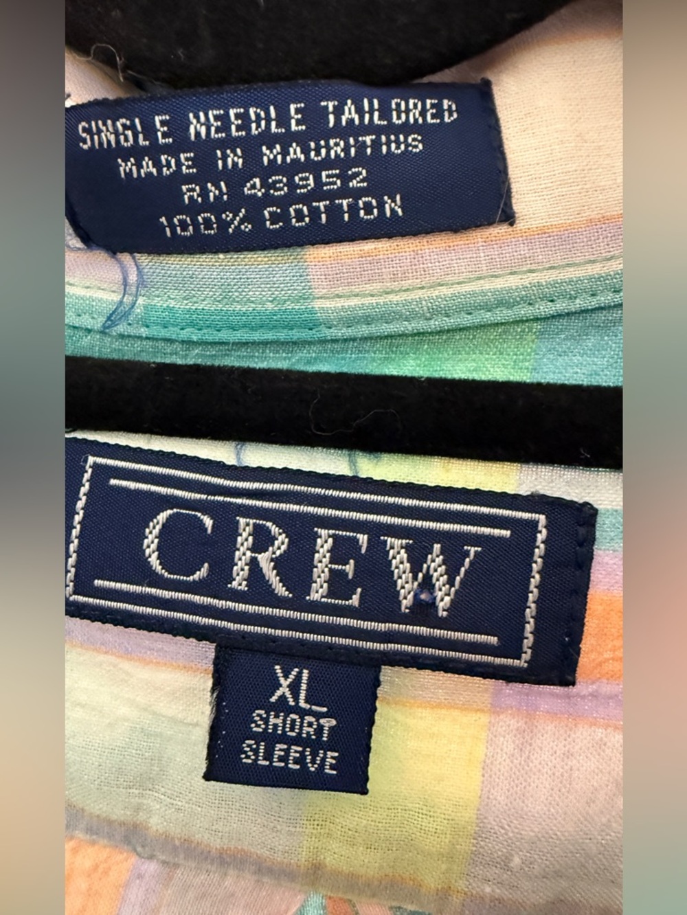Vintage J.Crew Men Shirt 90s XL Pastel Madras Plaid - Picture 2 of 7